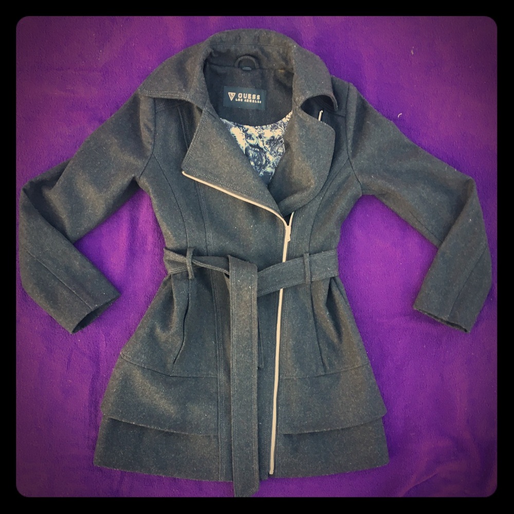 Guess LA Grey Wool Trench Coat